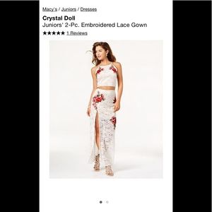 Crystal Doll Juniors' 2-Pc. Embroidered Lace Gown